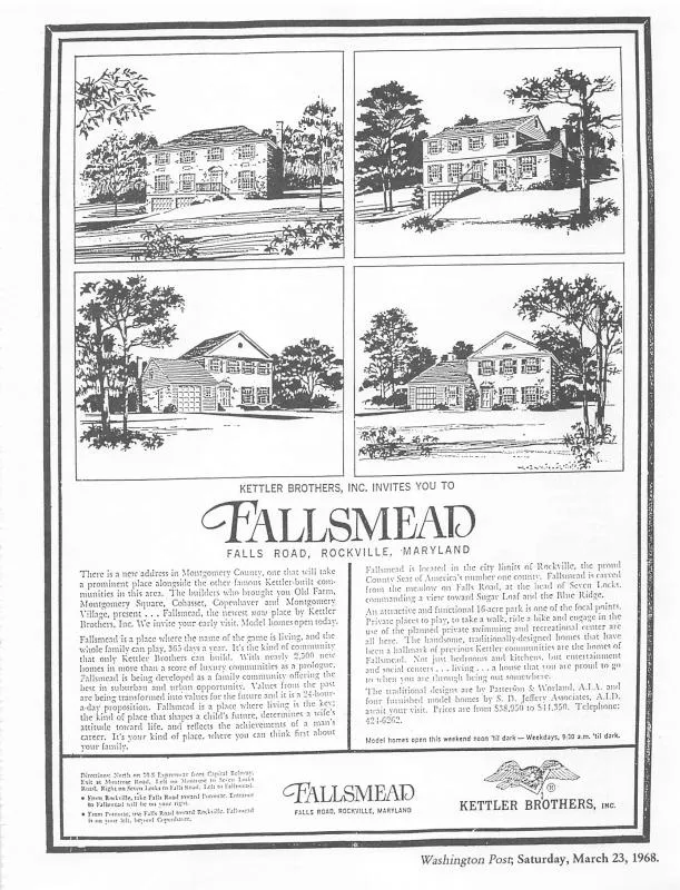 Kettler's 1968 Washington Post ad for Fallsmead